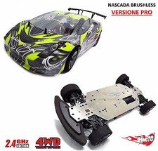 NASCADA PRO 1/10 BRUSHLESS ROCKET TELAIO METALLO SERVO HD RUOTE SPUGNA RADIO 2.4
