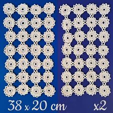 ?Coppia (2) Centro Centrino Uncinetto Rettangolare Vintage Fatto A Mano Beige