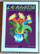 Riproduzione Rivista Illustrata firmata Fortunato Depero ottobre 1928 in cornice