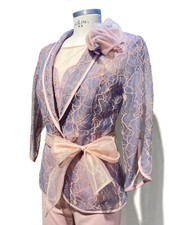 Tailleur pantalone blu rosa - tailleur,