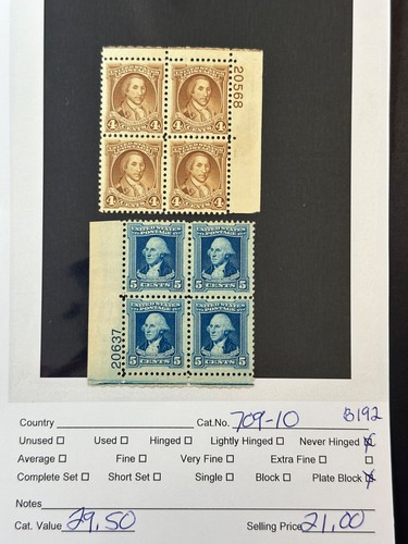 Scott 709 710 mnh - mnh, blocco