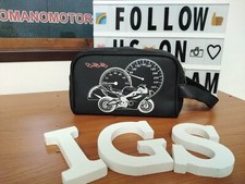 Pochette Uomo Borsello a Mano Borsa Beauty Case Da Polso Nero Similpelle moto