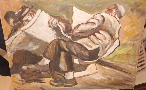 Dipinto olio cartone - su,
