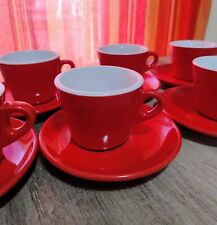 Set 6 Tazze Rosse da Cappuccino 170 cc-  per Colazione in Porcellana - TOGNANA
