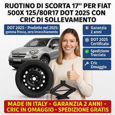 💥 Kit Ruotino di Scorta Fiat 500X 17” 5 Fori Cric Sollevamento DOT2025 🛞
