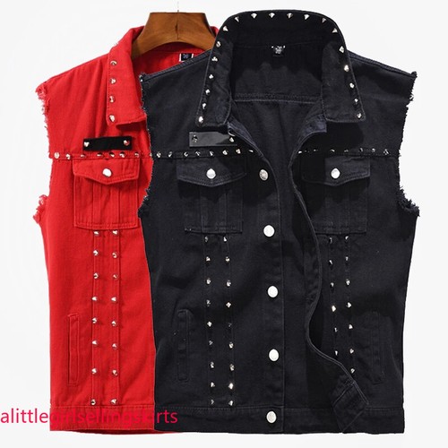 Gilet uomo denim borchiato
