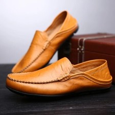 Vintage 2020 Men’s Leather Loafers Retro Moccasins for Casual Comfort