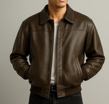 Bomber Uomo Marrone Vera Pelle