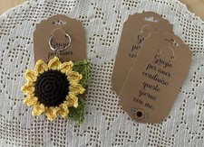 Girasole portachiavi uncinetto,cartoncino personalizzabile,bomboniera,segnaposto