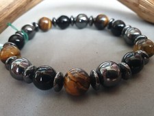 ?BRACCIALE DONNA UOMO PIETRE NATURALI DURE ONICE,OCCHIO DI TIGRE, EMATITE. N.12