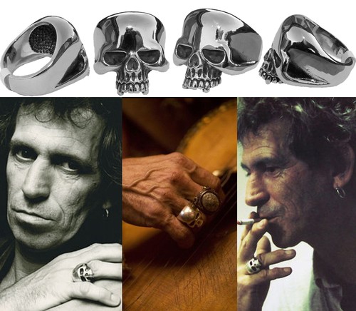 Anello con teschio stile keith - con,