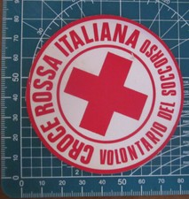 Croce Rossa Italiana raso  ADESIVO STICKER VINTAGE NEW ORIGINAL