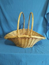 Cesto Porta legna Shopping Basket Vimini Intreccio Raggiera Due Manici Vintage