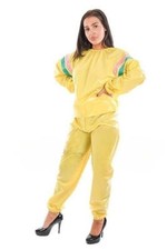 Tuta sauna sudorazione pvc 2 pezzi con cappuccio giallo lucido