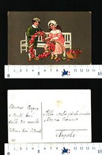 BELLA CARTOLINA CON DUE BIMBI SU PANCHINA CON COMPOSIZIONI DI ROSE - 27810