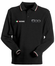 POLO FIAT 500  TRICOLORE ITALIA  MANICHE LUNGHE UOMO MAGLIA 