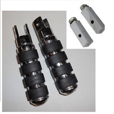 Pedane pedalini gomma cromati universali passeggero guidatore moto cafe racer 