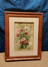 Quadro Dipinto Tempera Su Pannello Rigido Vaso Di Fiori Firmato Misure In Foto
