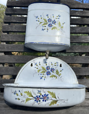 Serbatoio acqua e lavabo bagno lavabo smaltato francese vintage rustico francese