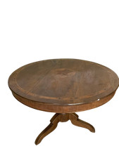 Antico tavolo rotondo intarsiato con stella in noce dell'800 piemontese