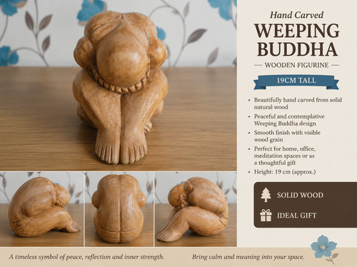 Weeping buddah hand carved - weeping,