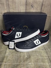 Fred Perry Deuce scarpe da ginnastica in pelle blu navy/bianco UK 11 BN scarpe da uomo sneakers 11uk