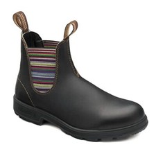 BLUNDSTONE - SCARPA UNISEX IN PELLE MARRONE ED ELASTICO RIGHE 1409
