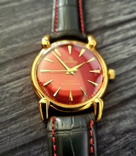 RARO orologio manuale uomo svizzero Roamer Brevete quadrante rosso teaked