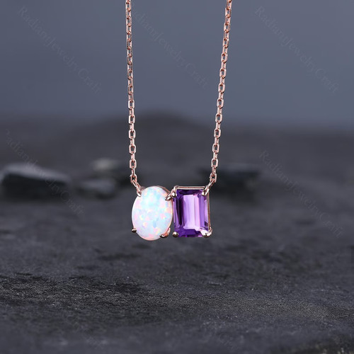 Collana donna opale ametista - collana,