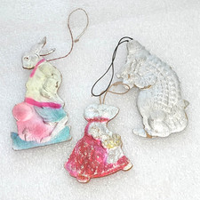 3 decorazioni antiche natalizie vintage in cartone di Dresda URSS decorazioni...