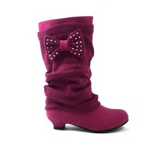 SCARPE BAMBINA BAMBINO STIVALI STIVALETTI Tacchetti Invernale Scamosciato Fucsia