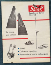 SHARK CASTELNUOVO SCRIVIA ATTREZZATURA SUBACQUEA PESCA PINNE 1963 ADV PUBBLICITA