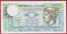 R* ITALIA BANCONOTA 500 LIRE 1974 UNA SERIE UNC DETTAGLI RARA #4723