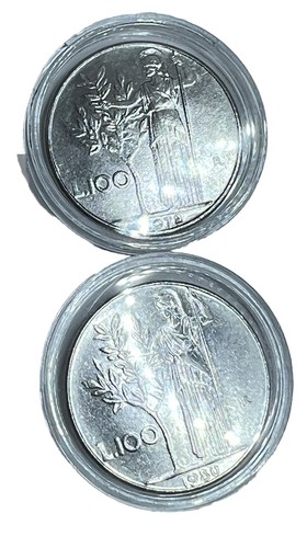 Italy 100 lires coins - lires, 2