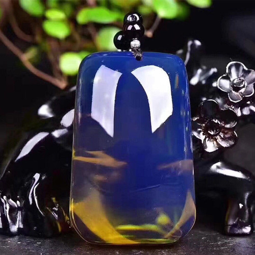 Collana ciondolo ambra - ambra, blu