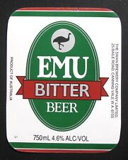 The Swan Brewery EMU BITTER beer label AUSTRALIA 750ml #C1