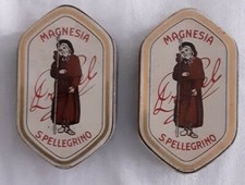 Magnesia S.Pellegrino 2 Scatole Latta Nuove Pubblicitario Collezione Anni 60