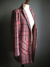 GIACCA CHECK COAT BLOGGER 12 14 rosso bianco blu Inghilterra shacket trench ESPRIT 