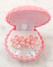 Orecchini Fiore Rosa a Bottone con Cristalli da Donna in Scatolina 