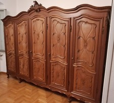 armadio guardaroba antico noce massiccio stile barocco piemontese 5 ante