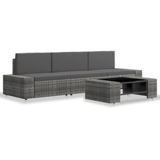 vidaXL Set Divani da Giardino 4 pz in Polyrattan Grigio