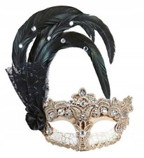 Maschera Veneziana Ecrù Nera