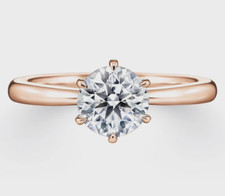 Anello di fidanzamento nascosto oro rosa 18 carati 0,55 CT taglio tondo diamante artificiale