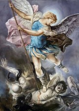 DIPINTO SACRO SAN MICHELE ARCANGELO LOCANDINA RELIGIOSA POSTER ADESIVO QUADRO