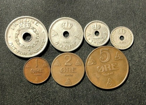 Vintage norvegia moneta lotto - norvegia,