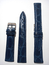 1 CINTURINO PELLE DI COCCODRILLO VERO SEMI IMBOTTITO NUOVO DA 18 / 16 mm. BLU