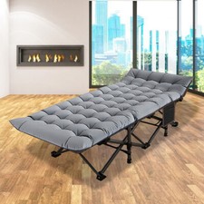 NAIZEA Lettino Pieghevole da Esterno Classico Grigio Nero Cuscino per Escursionismo, Campeggio