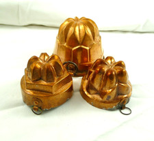 ANTICHI PICCOLI STAMPI  FORME RAME PER BUDINO DOLCI IDEA ARREDO CUCINA VINTAGE