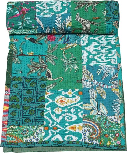 Trapunta kantha greenpatchwork - kantha,