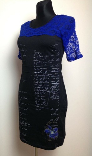Abito desigual pizzo blu - desigual,